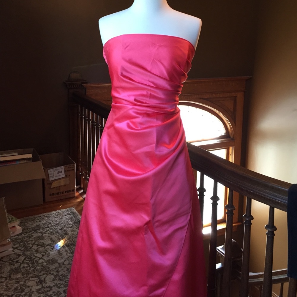 Coral elegant floor length evening or prom dress